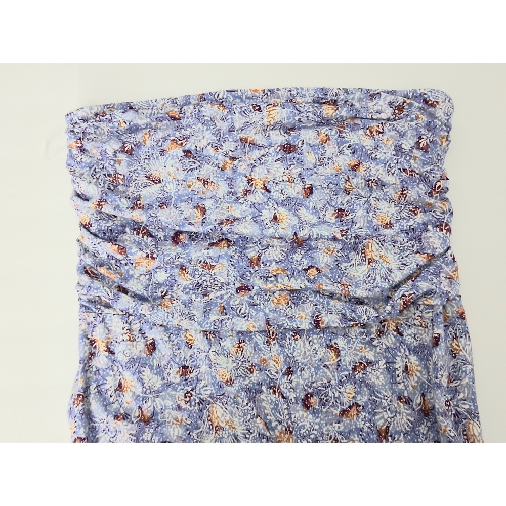 J Jill Strapless Maxi Dress Women's Size Medium Blue Floral Summer Feminine - Picture 7 of 9